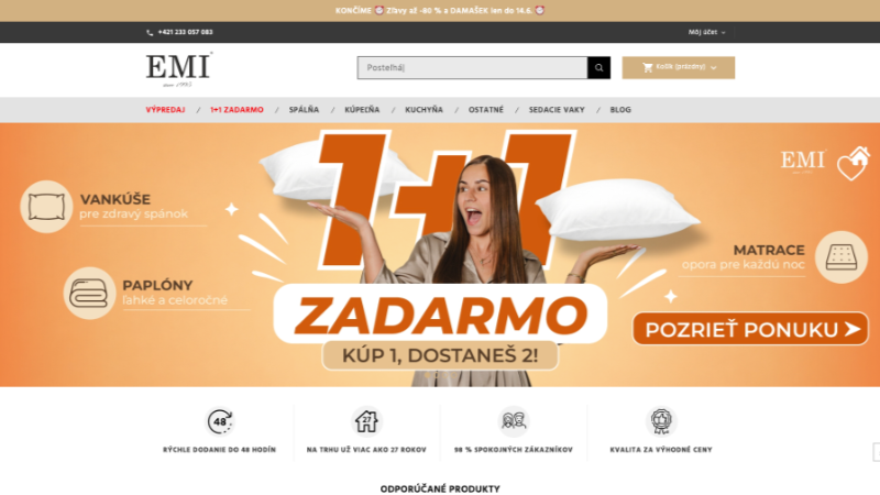 Emi.sk — obchod s bytovým textilom